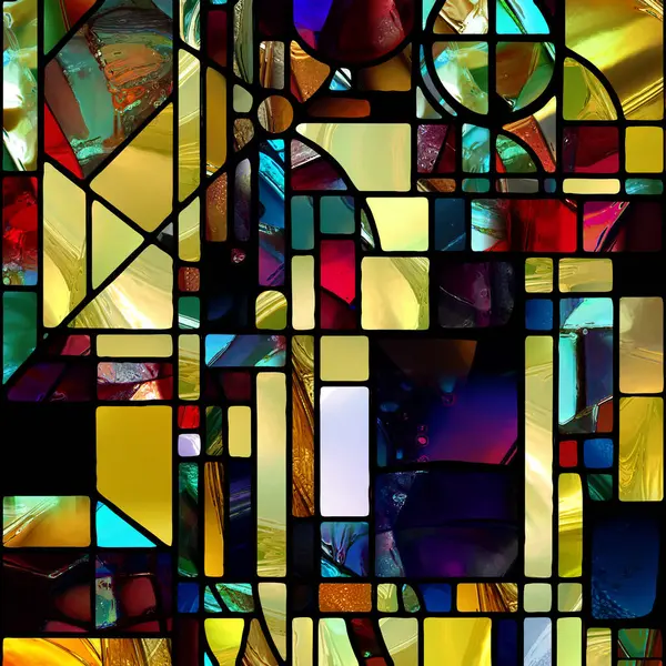 Sharp Stained Glass series. Composition of abstract color glass patterns on the subject of chroma, light and pattern perception, geometry of color and design.