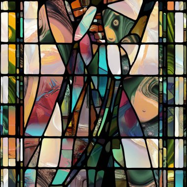 Sharp Stained Glass series. Abstract background made of abstract color glass patterns on the subject of chroma, light and pattern perception, geometry of color and design.