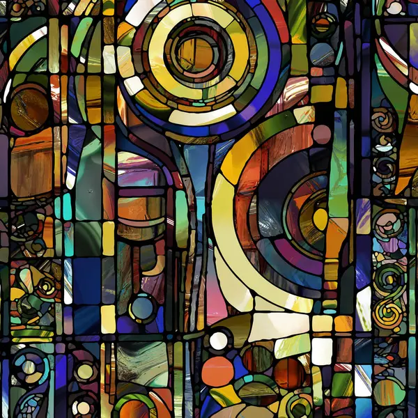 Sharp Stained Glass series. Abstract background made of abstract color glass patterns on the subject of chroma, light and pattern perception, geometry of color and design.