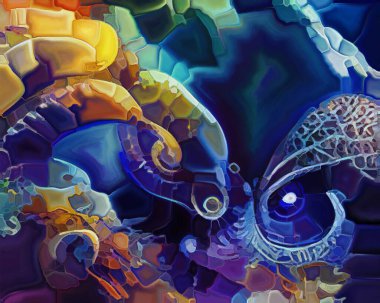 Spiral Dreams serisi. Sanat, hayal gücü ve rüya konularındaki gerçeküstü doğal formların, dokuların ve renklerin arka plan kompozisyonu.