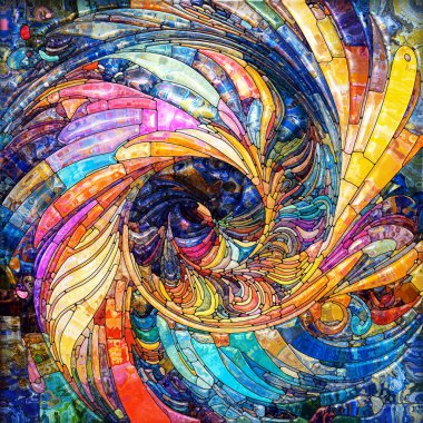 Shimmering Glass series. Background composition of saturated refracted glass patterns on the subject of sensory enchantment, light perception, imagination and creativity.