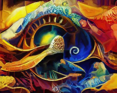Spiral Dreams serisi. Sanat, hayal gücü ve rüya konularındaki gerçeküstü doğal formların, dokuların ve renklerin arka plan kompozisyonu.