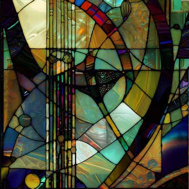 Lekeli Cam serisinin yeniden doğuşu. Işık algısı, yaratıcılık, sanat ve tasarım konularındaki çeşitli cam dokuları, renkleri ve şekillerin arkaplan kompozisyonu.