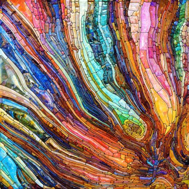 Shimmering Glass series. Composition of saturated refracted glass patterns on the subject of sensory enchantment, light perception, imagination and creativity.