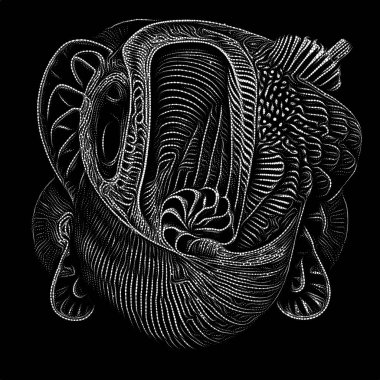 Point Symbology series. Composition of dotted lines and patterns on the subject of poetry, light perception, reserved art and austere design.