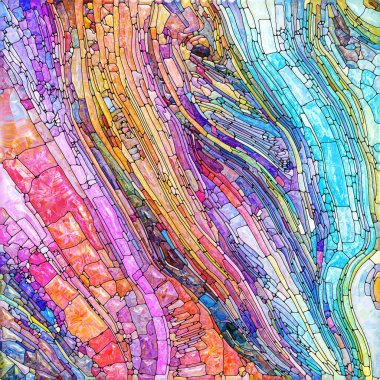 Shimmering Glass series. Backdrop design of saturated refracted glass patterns on the subject of sensory enchantment, light perception, imagination and creativity.