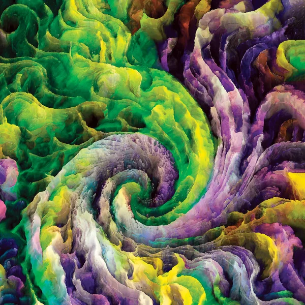 Color In Motion series. Backdrop design of moving, swirling and flowing paint on canvas on the subject of chroma, light and motion perception, geometry of composition and design.
