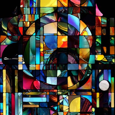 Sharp Stained Glass series. Composition of abstract color glass patterns on the subject of chroma, light and pattern perception, geometry of color and design.