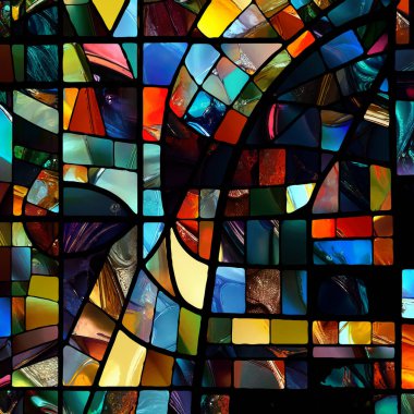 Sharp Stained Glass series. Composition of abstract color glass patterns on the subject of chroma, light and pattern perception, geometry of color and design.
