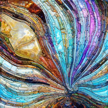 Işıldayan Cam serisi. Duyusal büyü, ışık algısı, hayal gücü ve yaratıcılık konularındaki doymuş cam kalıplarının arkaplanı.