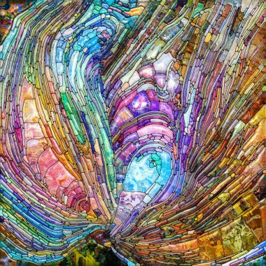 Işıldayan Cam serisi. Duyusal büyü, ışık algısı, hayal gücü ve yaratıcılık konularındaki doymuş cam kalıplarının arkaplanı.