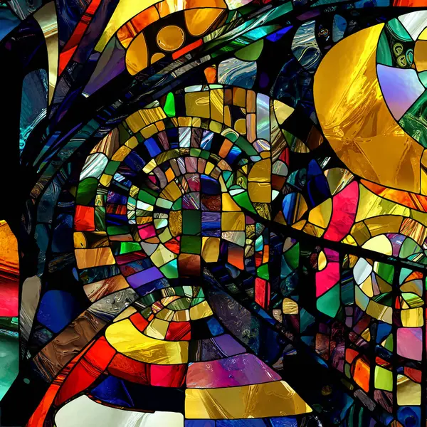 Rebirth of Stained Glass series. Abstract background made of diverse glass textures, colors and shapes on the subject of light perception, creativity, art and design.