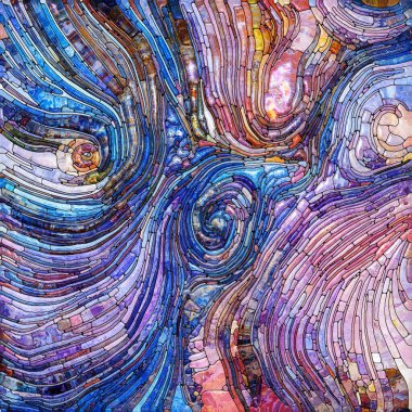 Shimmering Glass series. Composition of saturated refracted glass patterns on the subject of sensory enchantment, light perception, imagination and creativity.