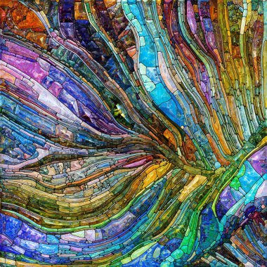 Shimmering Glass series. Composition of saturated refracted glass patterns on the subject of sensory enchantment, light perception, imagination and creativity.