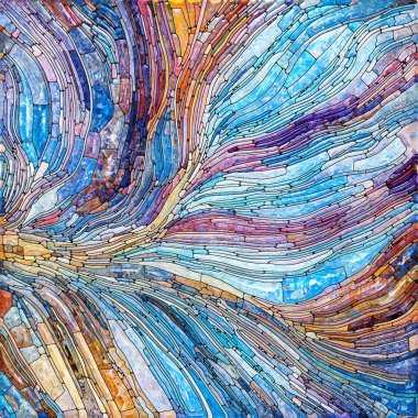 Shimmering Glass series. Composition of saturated refracted glass patterns on the subject of sensory enchantment, light perception, imagination and creativity.