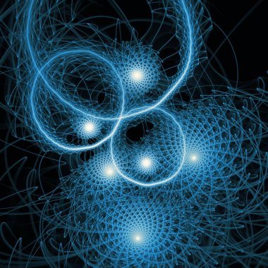 Uzay türbülans serisi. Popüler bilim, eğitim ve araştırma konularındaki girdap, bükme ve etkileşim dalgalarından oluşan soyut bir arka plan.