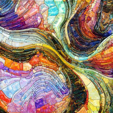 Shimmering Glass series. Composition of saturated refracted glass patterns on the subject of sensory enchantment, light perception, imagination and creativity.