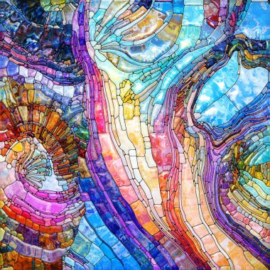 Shimmering Glass series. Composition of saturated refracted glass patterns on the subject of sensory enchantment, light perception, imagination and creativity.