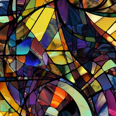 Keskin lekeli cam serisi. Renk, ışık ve desen algısı, renk ve tasarım geometrisi konularındaki soyut renk camlarının etkileşimi.