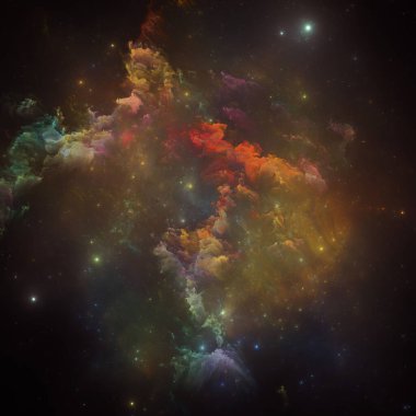 Rüya Bulutsusu serisi. Bilim, sanat, fantezi ve grafik tasarım konularında boyanmış nebula ve fraktal yıldızların arkaplanı.