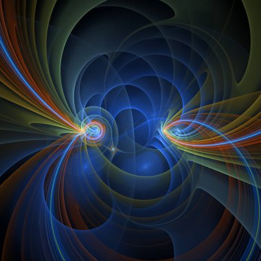 Uzay türbülans serisi. Arkaplan, modern bilim ve araştırma konularındaki girdap, bükülme ve etkileşim dalgalarından oluşur..