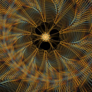 Frekans Hareketi serisi. Modern bilim ve araştırma konularında dalga titreşimlerinin sanatsal soyutlanması ve dinamik yayılma şablonu.