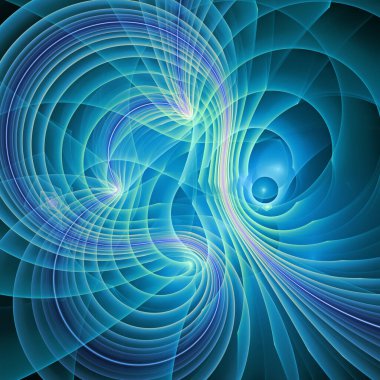 Uzay türbülans serisi. Eğitim, araştırma ve modern bilim konularında dalga titreşimleri ve dinamik yayılma örüntüsünün arkaplan bileşimi.