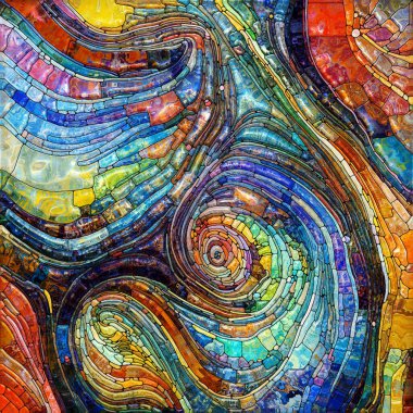 Shimmering Glass series. Background composition of saturated refracted glass patterns on the subject of sensory enchantment, light perception, imagination and creativity.