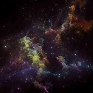 Rüya Bulutsusu serisi. Fraktal yıldızların yaratıcı düzenlenmesi ve bilimsel illüstrasyon, hayal gücü, sanat ve tasarım konularında resim nebulası.