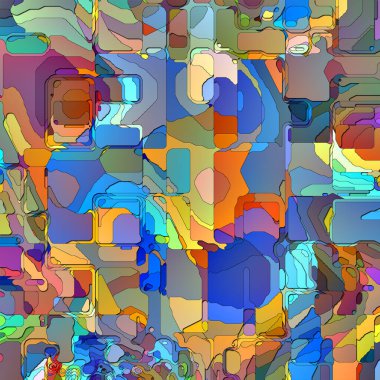 Color of Error series. Composition of magnified and colorized pixel glitch area of interest on the subject of digital art, color perception, imagination and creativity. clipart