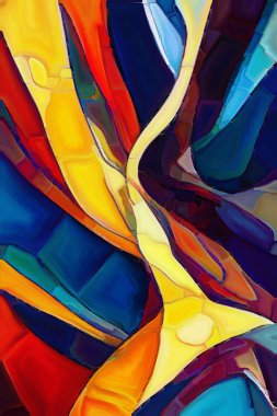 Renkli soyut seriler. Sanat, yaratıcılık ve tasarım konularındaki vuruşların sanatsal soyutlaması ve renk boyaları.