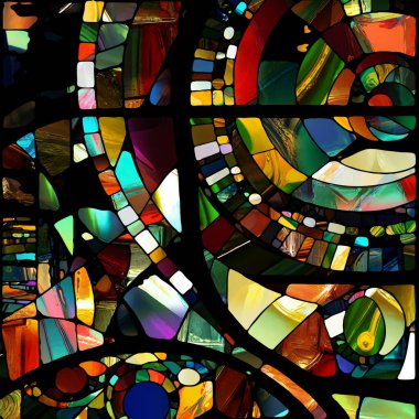 Sharp Stained Glass series. Composition of abstract color glass patterns on the subject of chroma, light and pattern perception, geometry of color and design.