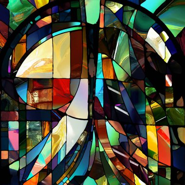 Sharp Stained Glass series. Composition of abstract color glass patterns on the subject of chroma, light and pattern perception, geometry of color and design.