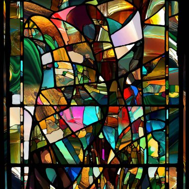 Sharp Stained Glass series. Composition of abstract color glass patterns on the subject of chroma, light and pattern perception, geometry of color and design.