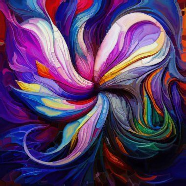 Shape Dreams serisi. Yaratıcılık, hayal gücü, sanat ve tasarım konularında parçalanmış renk şekillerinin dijital suluboya görüntüsü.