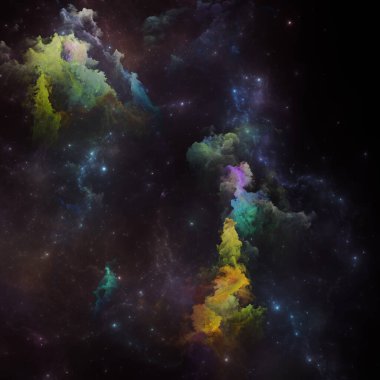 Rüya Bulutsusu serisi. Bilim, sanat, fantezi ve grafik tasarım konularında boyanmış nebula ve fraktal yıldızların arkaplanı.