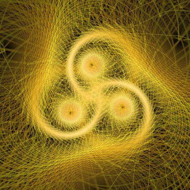 Frekans Hareketi serisi. Modern bilim ve araştırma konularındaki girdap, bükülme ve etkileşim dalgalarından oluşan soyut bir tasarım..