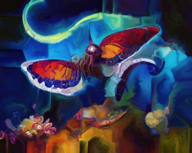 Butterfly Dreams series. Design composed of surreal natural forms, textures and colors on the subject of art, imagination and dreaming.