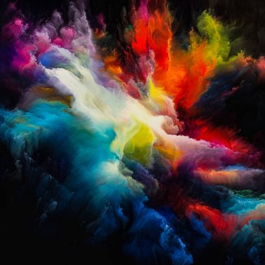 Renklerin Sesi serisi. Yaratıcılık, hayal gücü ve tasarım konularındaki dokulu renklerin kompozisyonu. İnsan bağlantıları koptuğunda, dokuların sesleri gelişir..