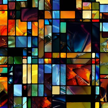 Sharp Stained Glass series. Composition of abstract color glass patterns on the subject of chroma, light and pattern perception, geometry of color and design.