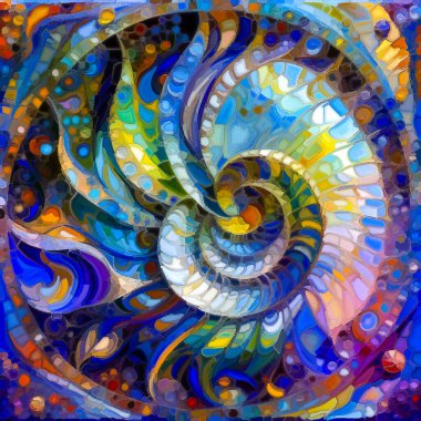 Form Dreams serisi. Yapı ve güzelliğin etkileşimini vurgulamak için doğal medyayla boyanmış, canlı renklerde soyut şekiller..