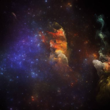 Rüya Bulutsusu serisi. Bilim, sanat, fantezi ve grafik tasarım konularında boyalı nebula ve fraktal yıldızlardan oluşan soyut tasarım.
