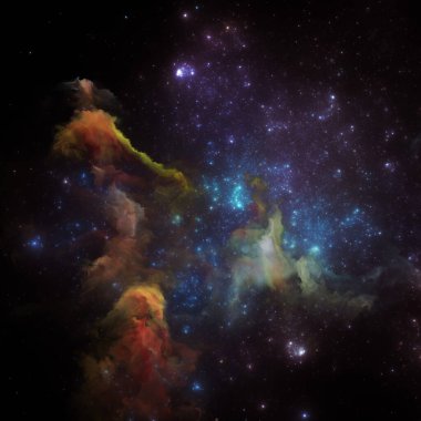 Rüya Bulutsusu serisi. Fraktal yıldızların arkaplan tasarımı ve bilim, sanat, fantezi ve grafik tasarım üzerine boyanmış nebula.