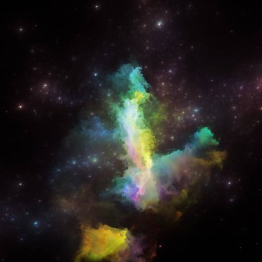 Rüya Bulutsusu serisi. Bilim, sanat, fantezi ve grafik tasarım konularında boyalı nebula ve fraktal yıldızların arkaplan tasarımı.
