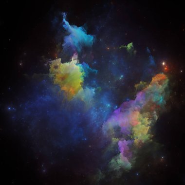 Rüya Bulutsusu serisi. Fraktal yıldızların sanatsal soyutlanması ve bilim, sanat, fantezi ve grafik tasarım üzerine boyanmış nebula.
