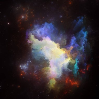 Rüya Bulutsusu serisi. Bilim, sanat, fantezi ve grafik tasarım konularında boyalı nebula ve fraktal yıldızlardan yapılmış tasarım.