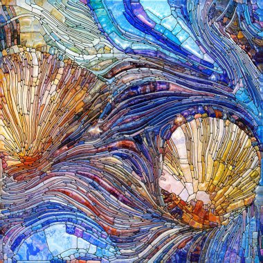 Shimmering Glass series. Composition of saturated refracted glass patterns on the subject of sensory enchantment, light perception, imagination and creativity.