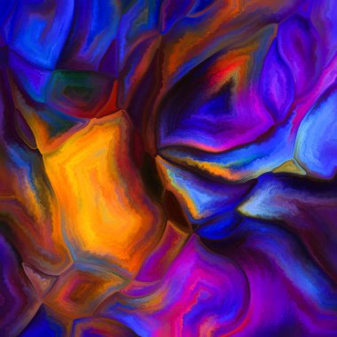 Örtülü Palet serisi. Mozaik, tuval montajı, sanatsal kompozisyon, desen, renk ve tasarım konularındaki boyanmış mozaik elementlerin arkaplan kompozisyonu.