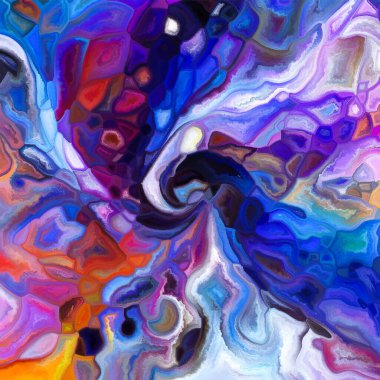 Tessellated Canvas serisi. Birlik arayışı, bütünleşme, gerçeklik görüşü konularında bütünleşik bir bütün oluşturan boyanmış parçaların arkaplan bileşimi.