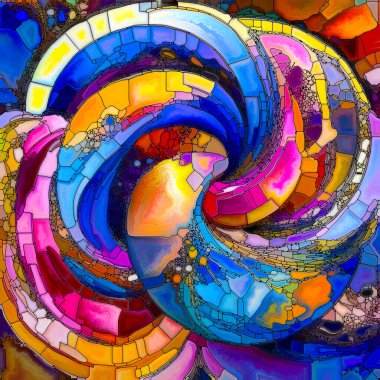 Shape Dreams serisi. Dinamik, cesur şekiller ve akıcı çizgiler, sanatsal yaratıcılığı kutlamak için karışık boyanmış..